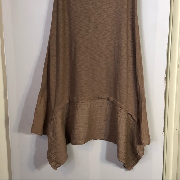 LOGO Lori Goldstein MP Boho Slub Knit Cotton Handkerchief Eyelet Tank Midi Dress - Picture 4 of 10